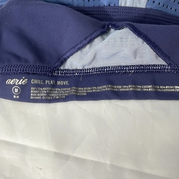 AERIE Bundle of Two Sports Bras Steel Blue Olive Green Stretch M As Is - Picture 6 of 12